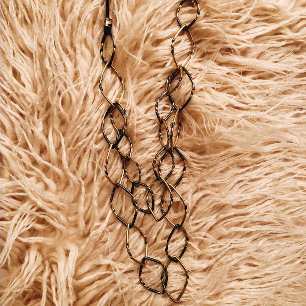 Anne Klein long layered necklace with leather cord